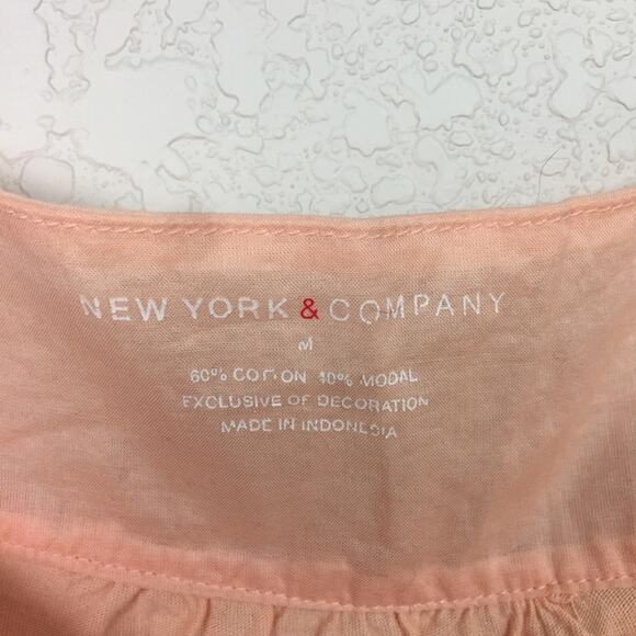 NEW YORK & CO 40% Modal Peach Tie Front Tank - Picture 3 of 6